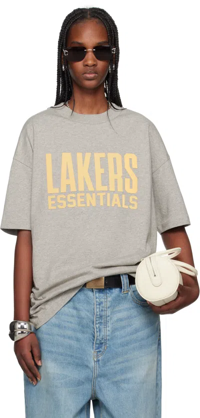 Essentials Gray Nba Lakers Short Sleeve T-shirt In Warm Heather