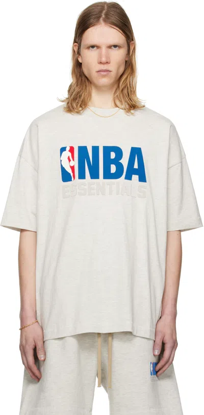 Essentials Gray Nba Short Sleeve T-shirt In Light Heather