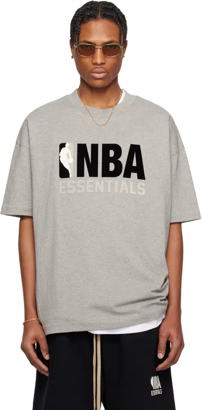 Essentials Gray Nba Short Sleeve T-shirt In Warm Heather