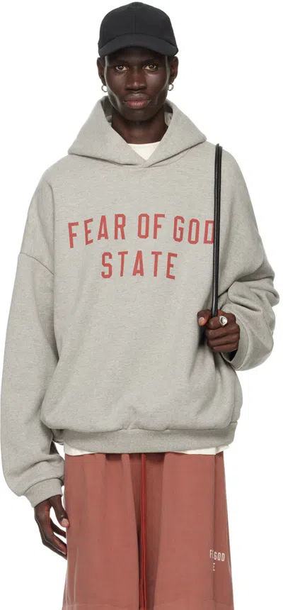 Essentials Gray Printed Logo Hoodie