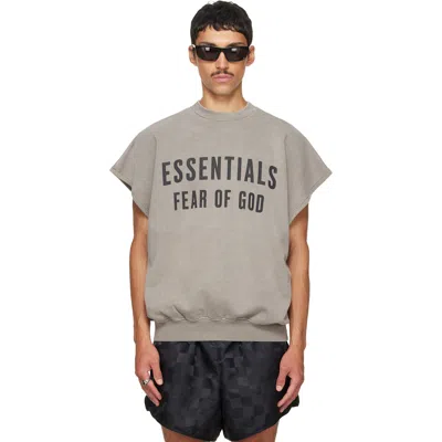 Essentials Gray Relaxed Fleece Cutoff Sweatshirt