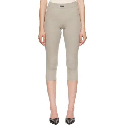Essentials Gray Rib Knit Capri Leggings In Seal