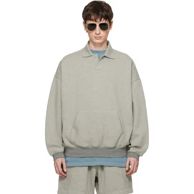 Essentials Gray Signature 90s Polo Sweatshirt