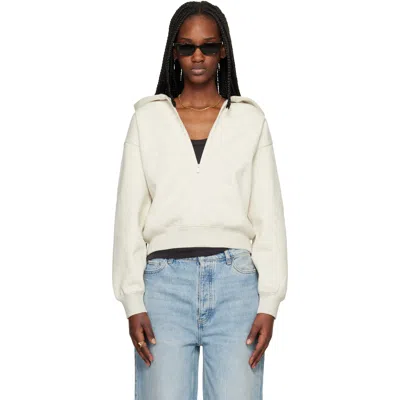 Essentials Gray Signature Classic Half Zip Hoodie In White