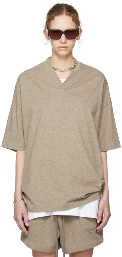Essentials Gray V-neck T-shirt In Heather Grey