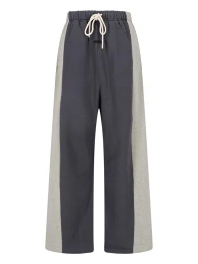 Essentials Grey Cotton Panel Design Wide-leg Sweatpants In Gray