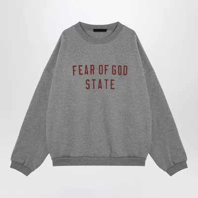 Essentials Grey Crewneck Sweatshirt With Logo In Black