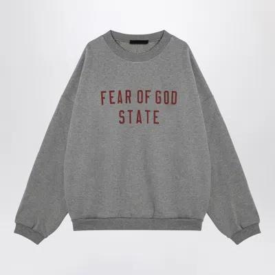 Essentials Fear Of God  Grey Crewneck Sweatshirt With Logo In Black