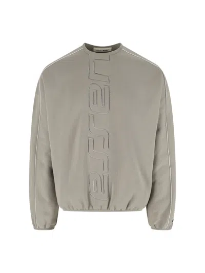 Essentials Grey Relaxed Embossed Vertical Logo Sweatshirt In Gray