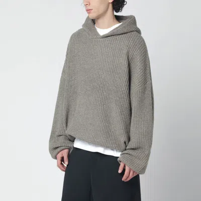 ESSENTIALS GREY WAFFLE-KNIT SWEATSHIRT