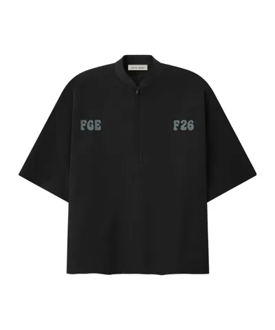 Essentials Half Zip Baseball Shirt In Black