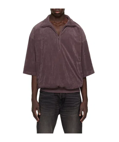 Essentials Half-zipper Shoulder-down Sweater In Black