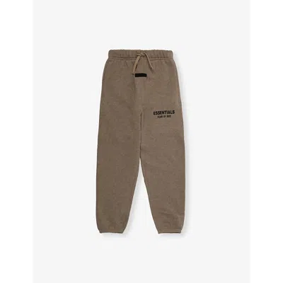 Essentials Kids' Heather Gray Drawstring-waistband Brand-print Cotton-blend Jogging Bottoms 14-16 Y