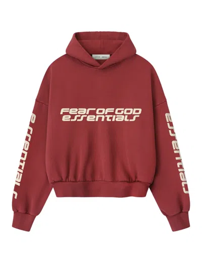 Essentials Heavy Fleece Cropped Relaxed Sweatshirt In Red