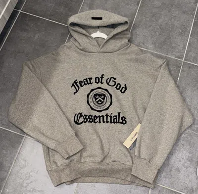 Pre-owned Essentials Heavy Fleece Vintage Shrunken Hoodie In Grey