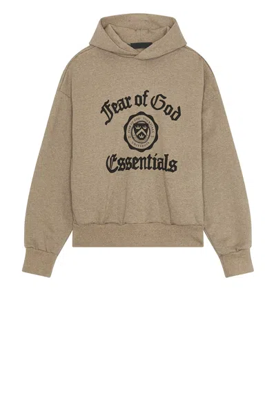 Essentials Heavy Fleece Vintage Shrunken Hoodie In Heather Gray