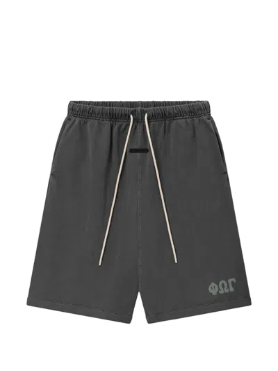 Essentials Logo-print Drawstring Shorts In Gray