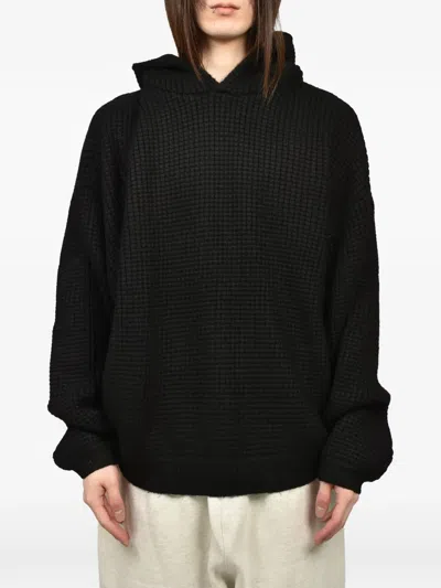 Essentials Black Holiday Heavy Waffle 90s Hoodie In Multi