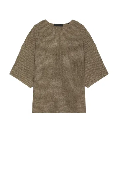 Essentials Heavy Waffle Short Sleeve Crewneck Sweater In Heather Gray