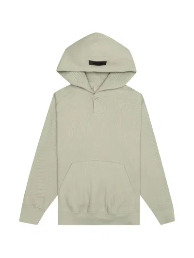 Essentials Kids' Henley Waffle Hoodie In Green