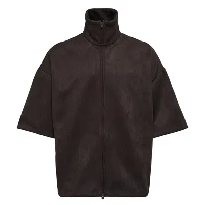Essentials High Neck 3/4 Sleeve Jacket In Brown