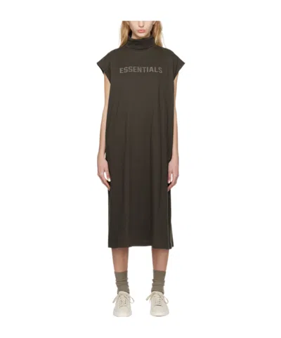 Essentials High-necked Logo Dress In Black