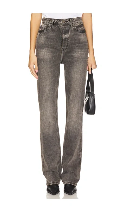 Essentials High Waisted Fitted Leg Jeans In Gray