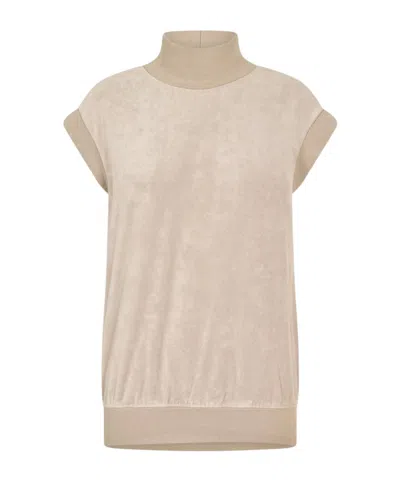 Essentials High-neck Ribbed Vest In Neutral