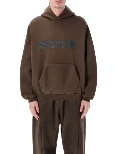 Essentials Holiday Heavy Fleece 90s Hoodie In Brown
