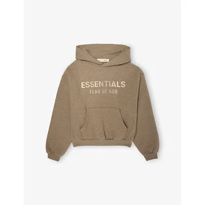 Essentials Kids' Logo-print Fleece-lined Cotton-jersey Hoody 2-12 Years Homestead Heath In Brown