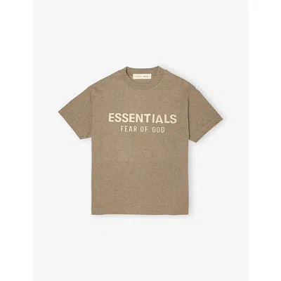 Essentials Kids' Logo-printed Short-sleeve Cotton T-shirt 2-12 Years Homestead Heather In Brown