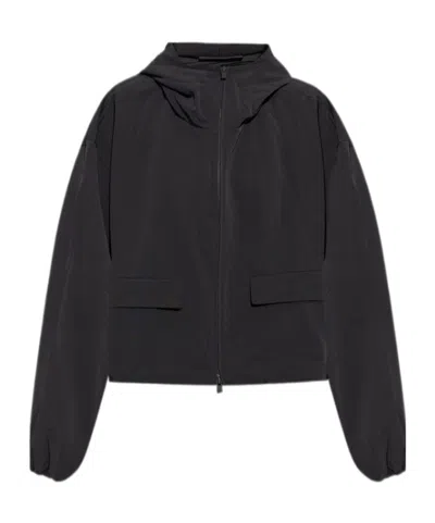 Essentials Hooded Windproof Casual Jacket In Black