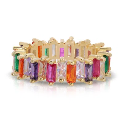 Essentials Jewels Women's Baguette Eternity Band - Multicolour In Gold