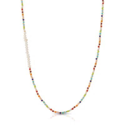 Essentials Jewels Women's Bead X Pearl Necklace In Multi
