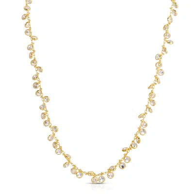 Essentials Jewels Women's Gold Cz Bezel Necklace