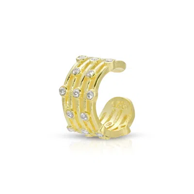 Essentials Jewels Women's Gold Five Row Bezel Ear Cuff