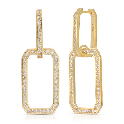 Essentials Jewels Women's Gold Pave Chain Drop Earring