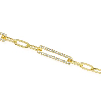 Essentials Jewels Women's Gold Pave X Oval Bracelet