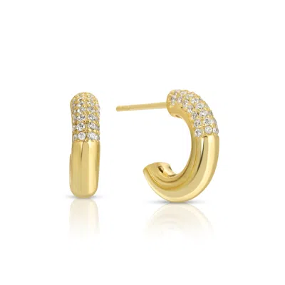 Essentials Jewels Women's Gold Pave X Solid Xs Hoops