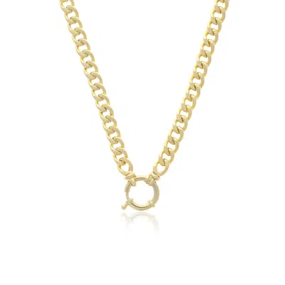 Essentials Jewels Women's Gold Toggle Cuban Chain Necklace In White