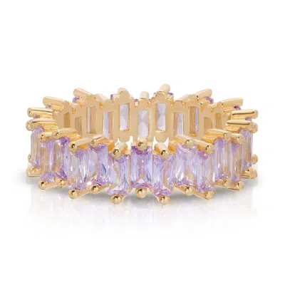 Essentials Jewels Women's Pink / Purple Baguette Eternity Band - Lilac In Gold