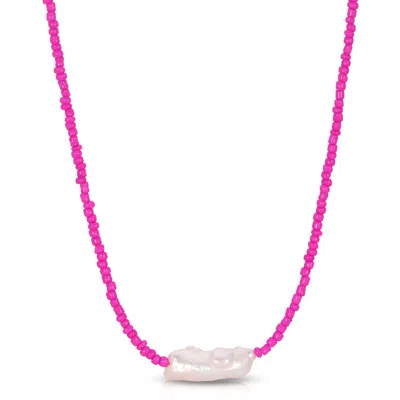 Essentials Jewels Women's Pink / Purple Colored Baroque Pearl Necklace - Pink & Purple