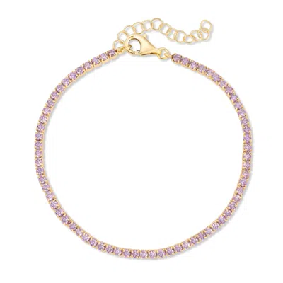 Essentials Jewels Women's Pink / Purple Colored Tennis Bracelet - Lilac In Multi