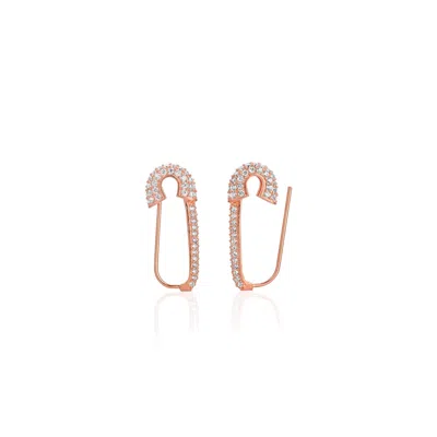 Essentials Jewels Women's Safety Pin Earrings Rose Gold