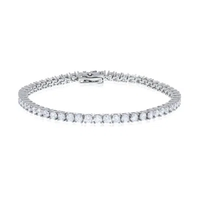 Essentials Jewels Women's Tennis Bracelet Silver In Metallic