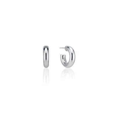 Essentials Jewels Women's Xs Hollow Hoop-silver In White
