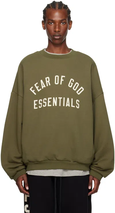 Essentials Cotton Blend Crewneck Sweatshirt In Khaki