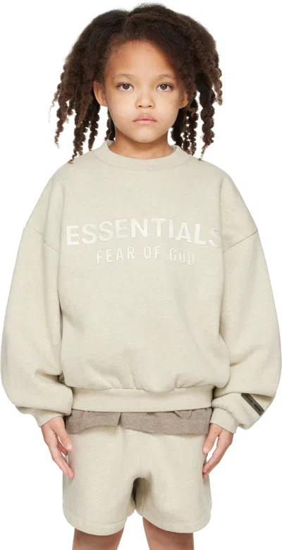 Essentials Kids Beige Fleece Crewneck Sweatshirt In Neutral