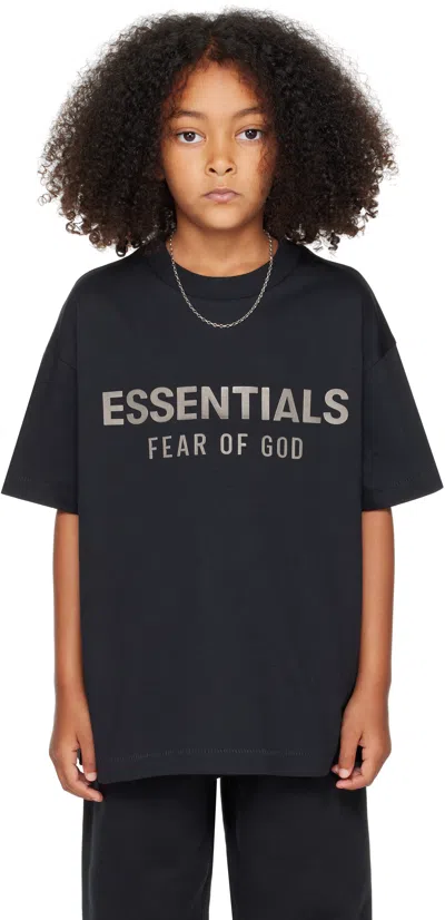 Essentials Kids Black Classic Crewneck T-shirt