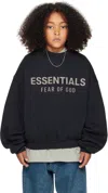 Essentials Kids Black Fleece Crewneck Sweatshirt In Black